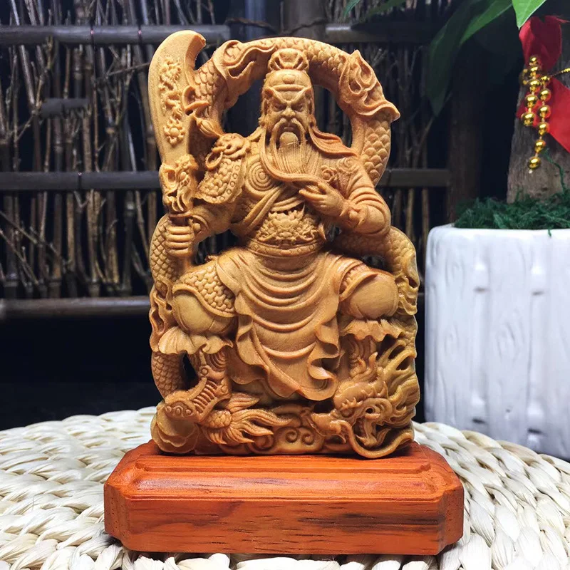 

Solid wood Tamron Guan Gong figurine Hand -carved Character God of Wealth Guan Yu Home living room bedroom decorations