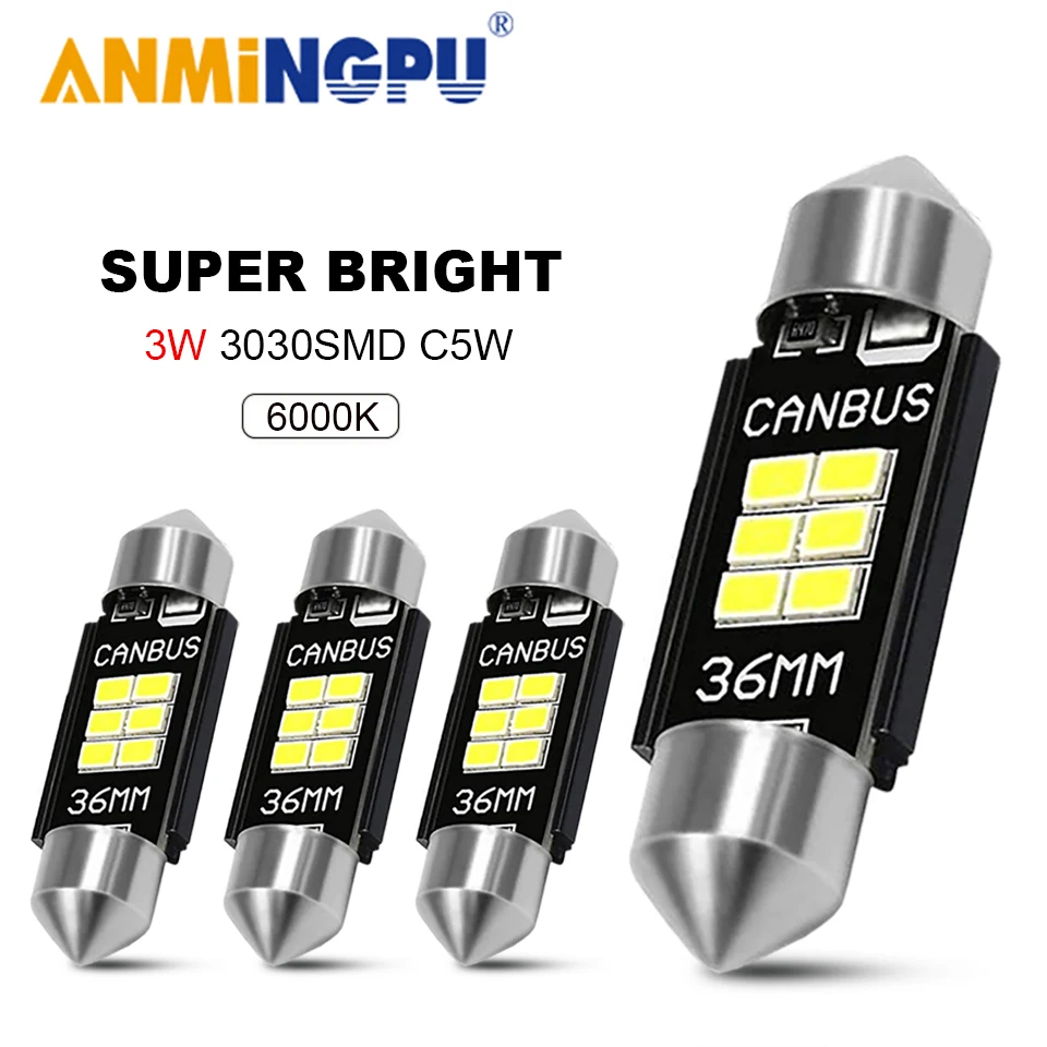 

ANMINGPU C10W Festoon C5W Led Canbus Bulb 36mm 31mm 39mm 41mm 3030SMD Signal Lamp Car License Plate Light Reading Light White