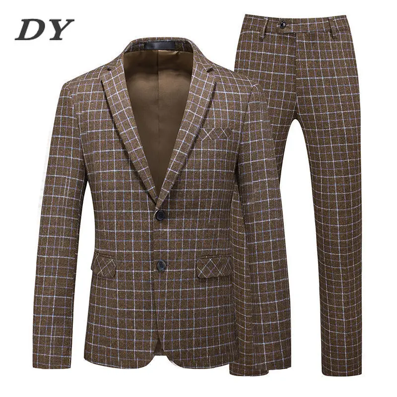 (Пиджак + брюки) 2022 мужской деловой костюм 2 шт. в комплекте для жениха на выпускной