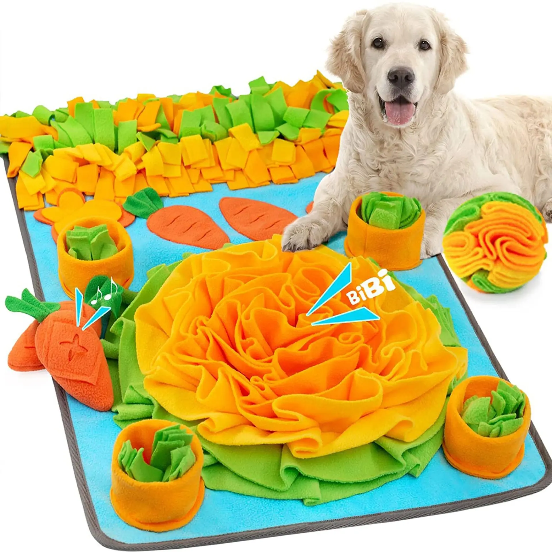 

New Dog Snuffle Mat Pet Leak Food Anti Choking Mat Dog Training Blanket Nose Work Toy Pet Slowing Feeding Carrot Mat Puzzle Toys