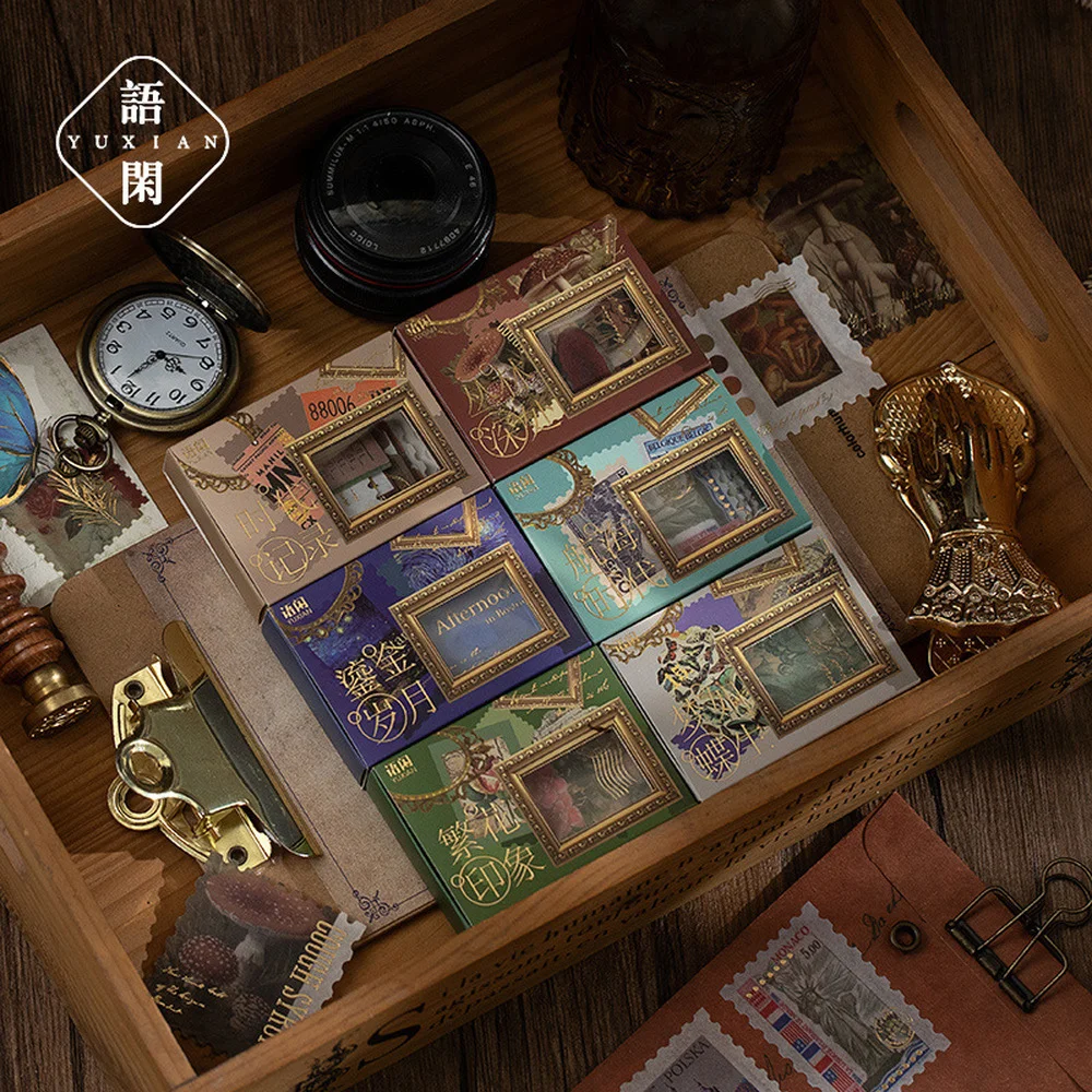 

30Pcs Vintage Hot stamping matchbox Stickers Fashion Scrapbook Decorative Romantic float world Set Stickers For Planner Album