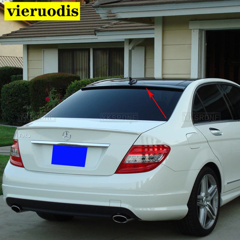 

Спойлер на крышу заднего стекла из углеродного волокна, крылья для Mercedes Benz C Class W204 C180 C250 C300 C63 AMG Sedan 2008-2014 ABS Black