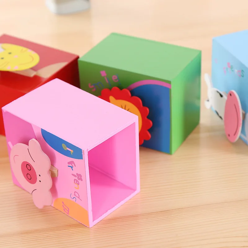 Коробка для хранения в офисе Cartoon Animal Square Pen Holder Creative Cute Multifunctional Student School Supplies Prizes on.