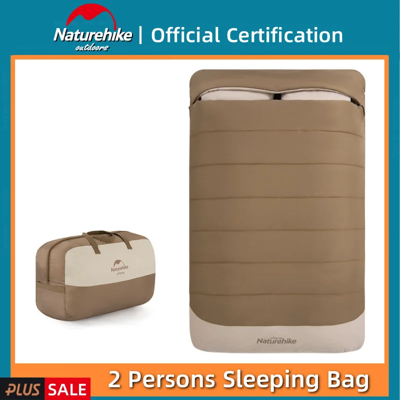 

Naturehike Спальный мешок с капюшоном для 2 человек с подушкой, теплый, удобный, мягкий, портативный, для кемпинга, палатки, спальный мешок