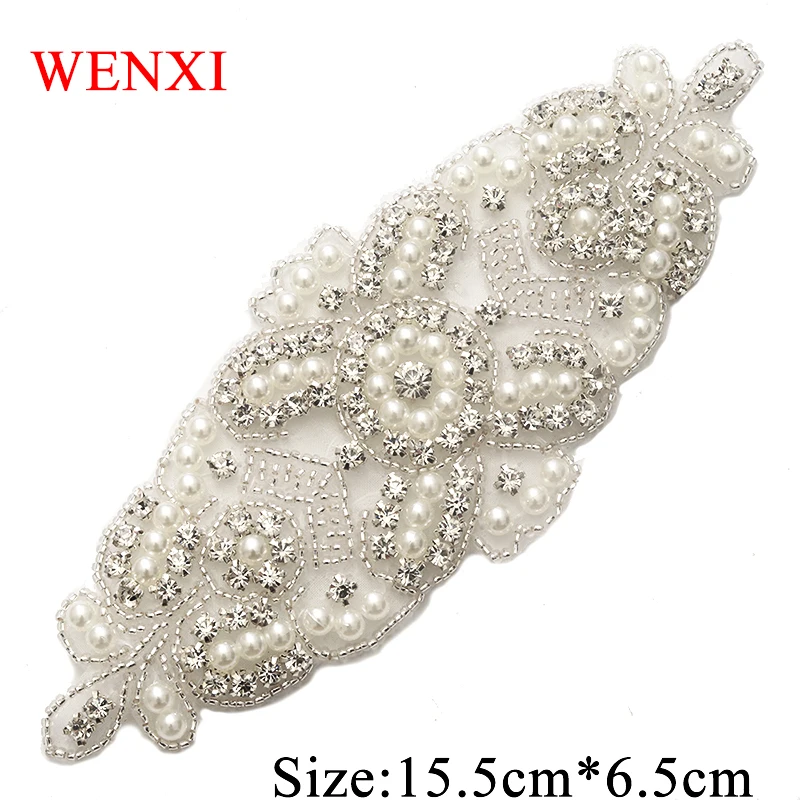 

WENXI 10PCS Handmade Bridal Gown Sash Rhinestones Appliques Sewing On For Wedding Dress Belt Rhinestones Appliques Patch WX899