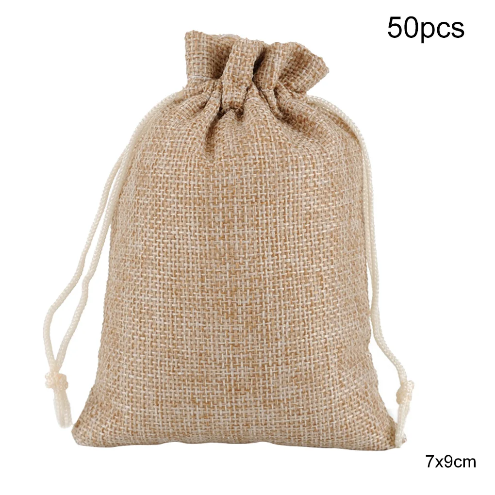 

50 шт., льняные пакеты, органайзер для ювелирных изделий