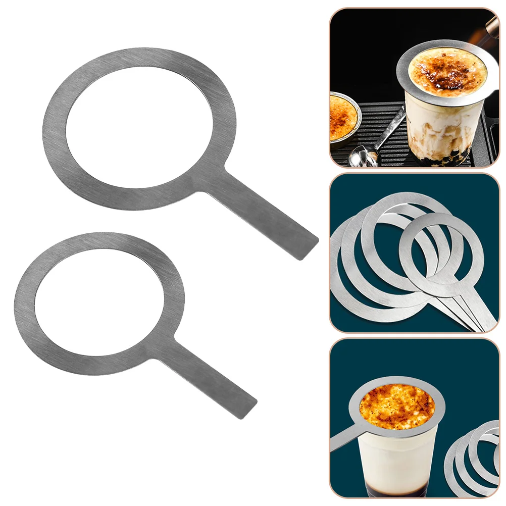 

2 Pcs Lighter Ring Baked Brulee Household Cup Gaskets Accessories 16X10CM Covers Silver Stainless Steel Espresso Rim