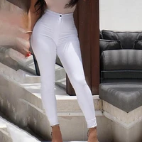 button fly slim women legging pencil trousers female white pants high waist pockets stretchy pencil pants female clothing