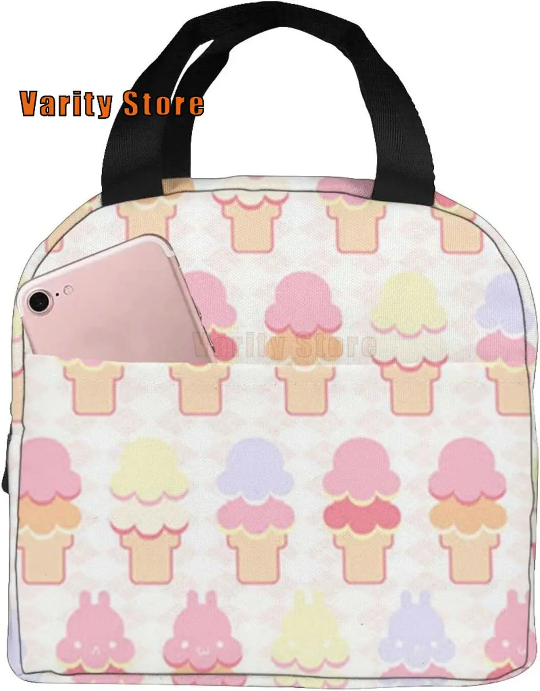 

Lovely Ice Cream Lunch Box Insulated Meal Bag Lunch Bag Reusable Snack Bag Food Container for Boys Girls Men Women Work Travel