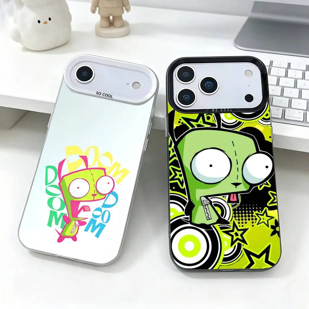 Фото Чехол для телефона I-Invader Z-Zim Gir для iPhone 17, 16, 15, 14, 13, 12, 11 Plus, Pro Max, XS, серый, с цветным покрытием внутри №1