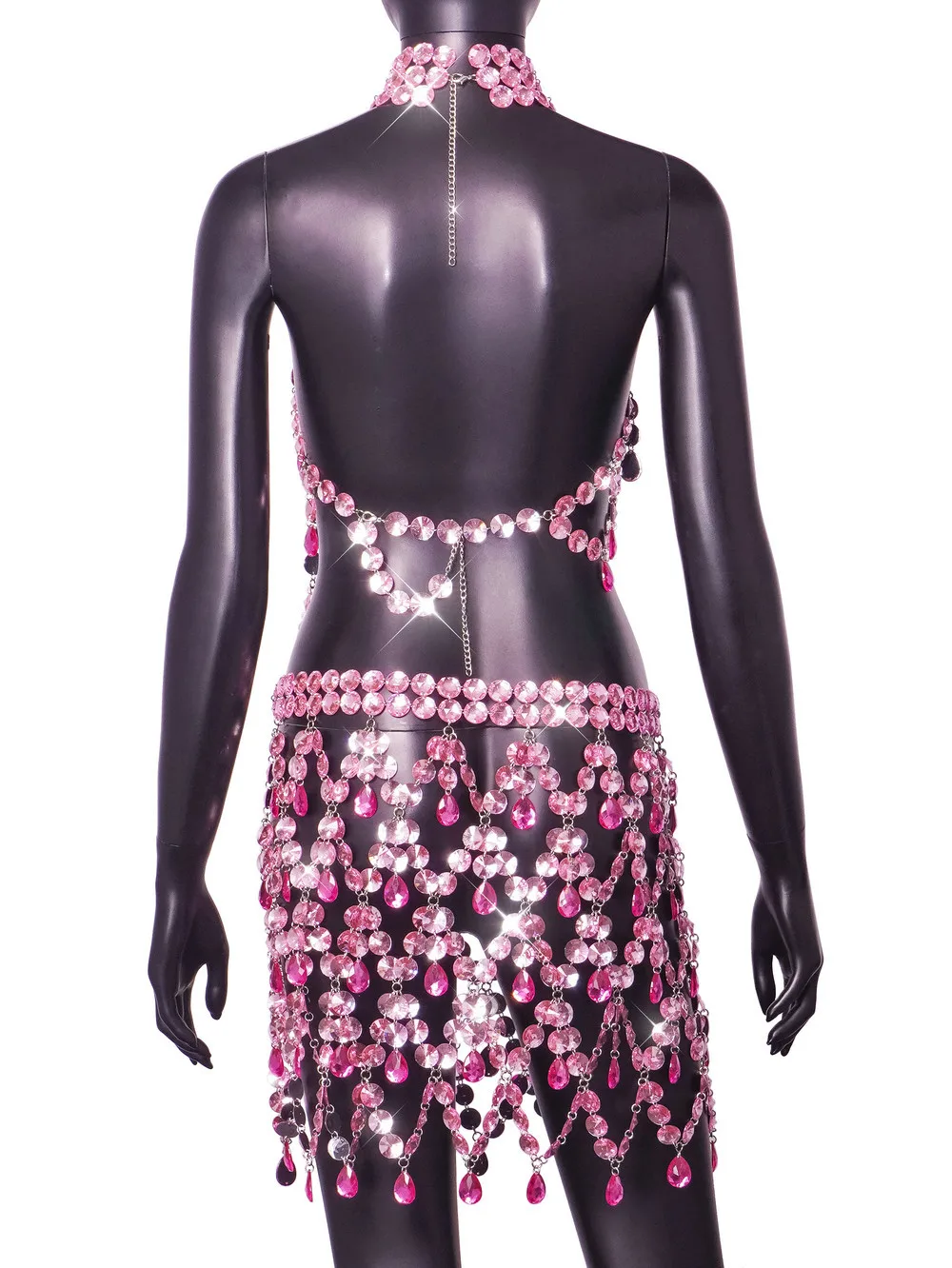 2 шт. кроп-топ с цепочкой и воротником-стойкой