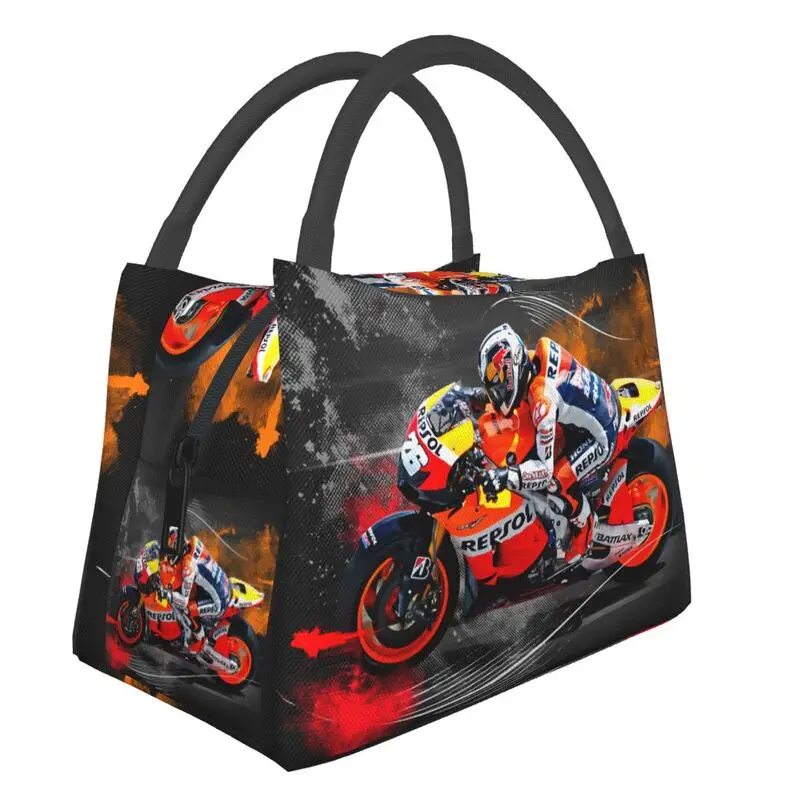 

Italian Motorcycle Racer Insulated Lunch Bags for Camping Travel Rossi Resuable Thermal Cooler Bento Box Women