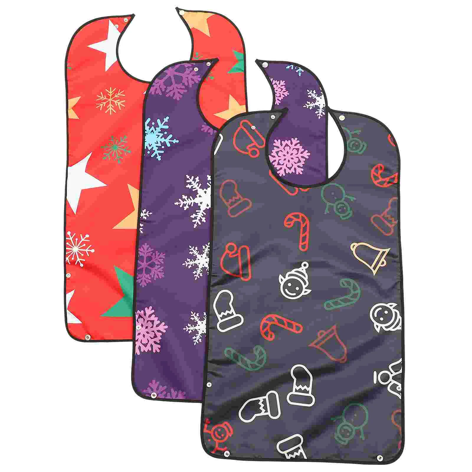 

Bib Adult Christmas Bibsfor Eating Adjustable Man Adults Printed Senior Strap Buckle Snap Pattern Disabled People Supplies
