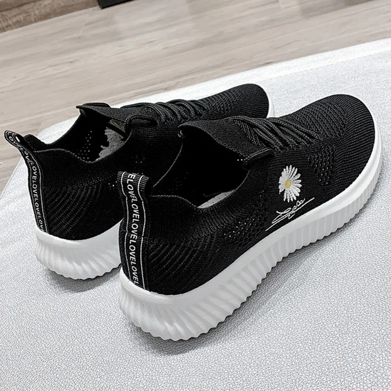 Flyweave Women's Vulcanized Shoes Women's Mesh Breathable Sneakers 2023 New Soft Comfortable Women's Sneakers for The Outdoors
