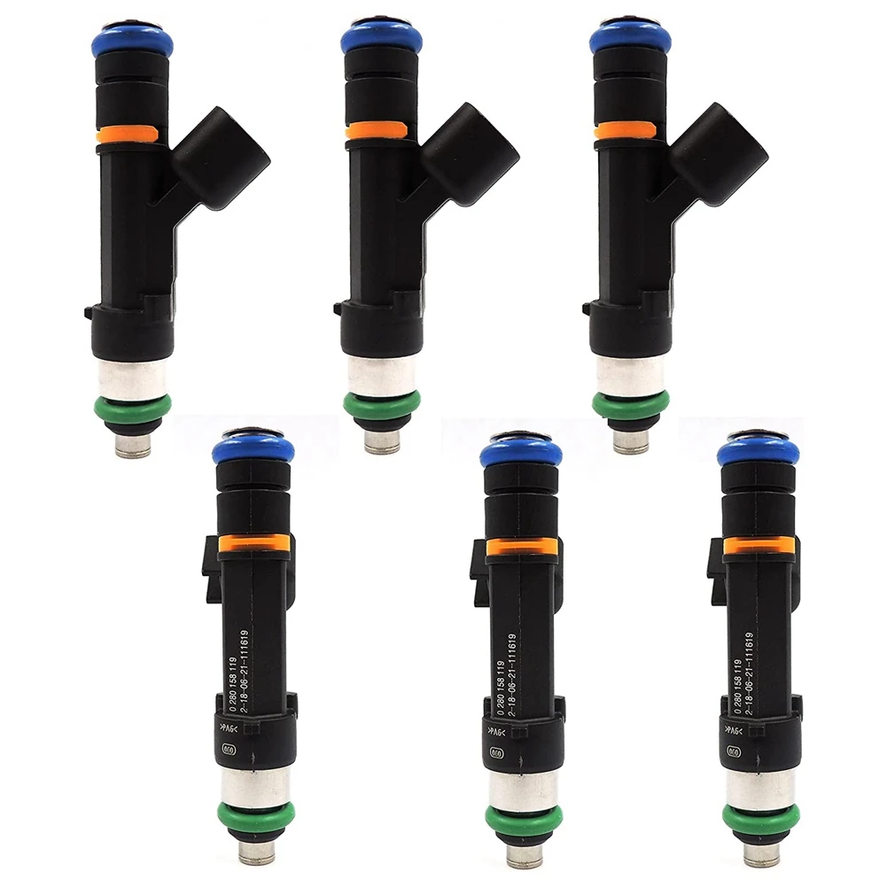 

6PCS 04861667AA 0280158119 4861667A Fuel Injectors for Chrysler Town & Country Dodge Grand Caravan Jeep Wrangler 07-11