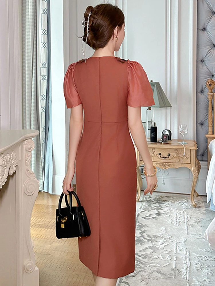 Женское платье миди в стиле ретро изысканное приталенное знаменитости с
