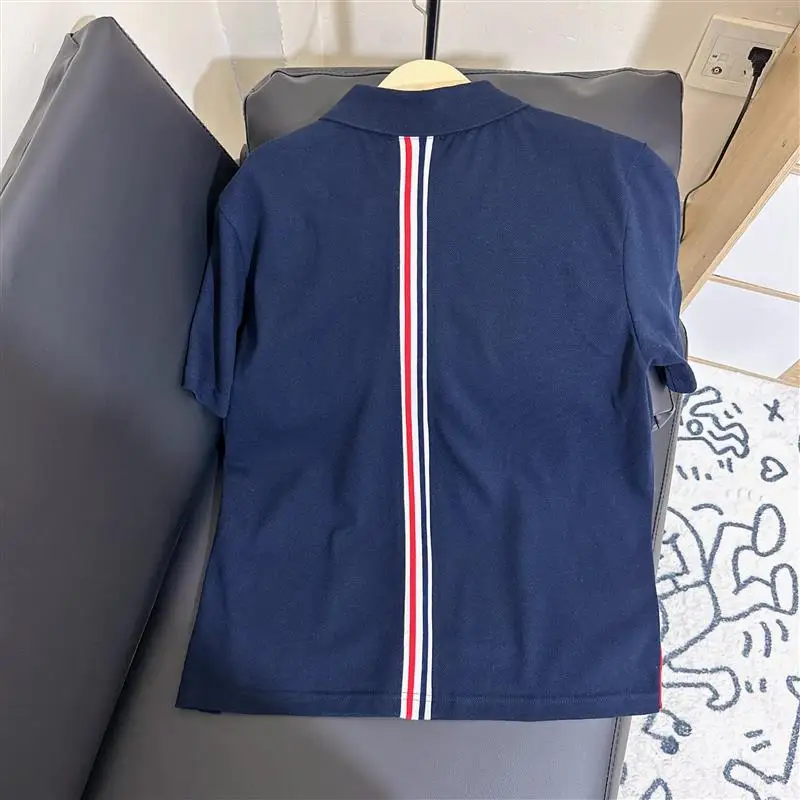  Рубашки-поло из чистого хлопка с четырьмя полосками цветная полоска сзади