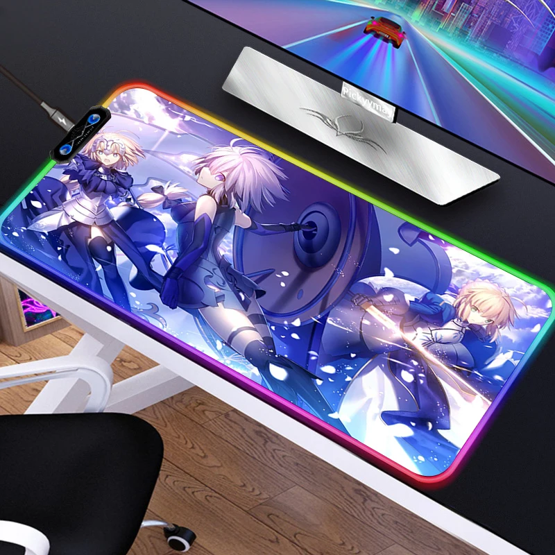 

Anime Fate Series Grand Order Anime girl High Speed RGB Mousepad Large Gaming Mouse Pad Locking LED Computer Desk Mat Mausepad