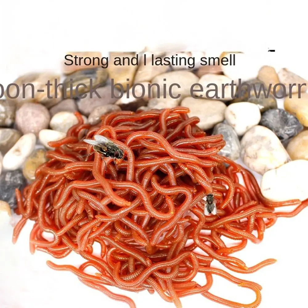 

100pcs/pack 3.8/5/6/8cm Dark Red Fishing Lure Soft Maggot Earthworm Artficial Bait Bionic Worm Fishy Smell for Fishing