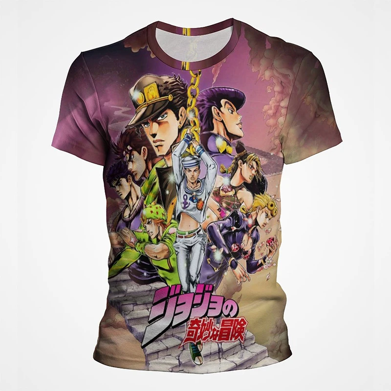 

Anime Jojo Bizarre Adventure Cartoon 3D Print Summer Men Women Children Cool T-shirt Harajuku Fashion Streetwear T shirt Tops