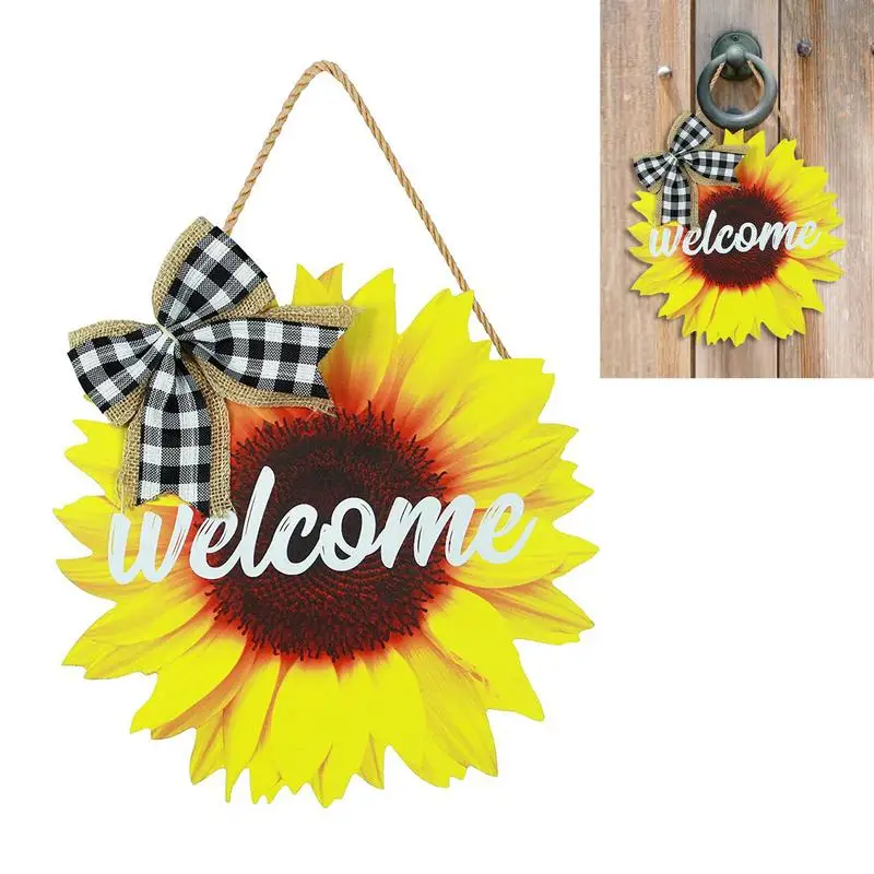 

Welcome Door Sign Summer Autumn Sunflower Wall Plaque Rustic Hanging Decorations For Festival Porch House Front Door Farmhouse