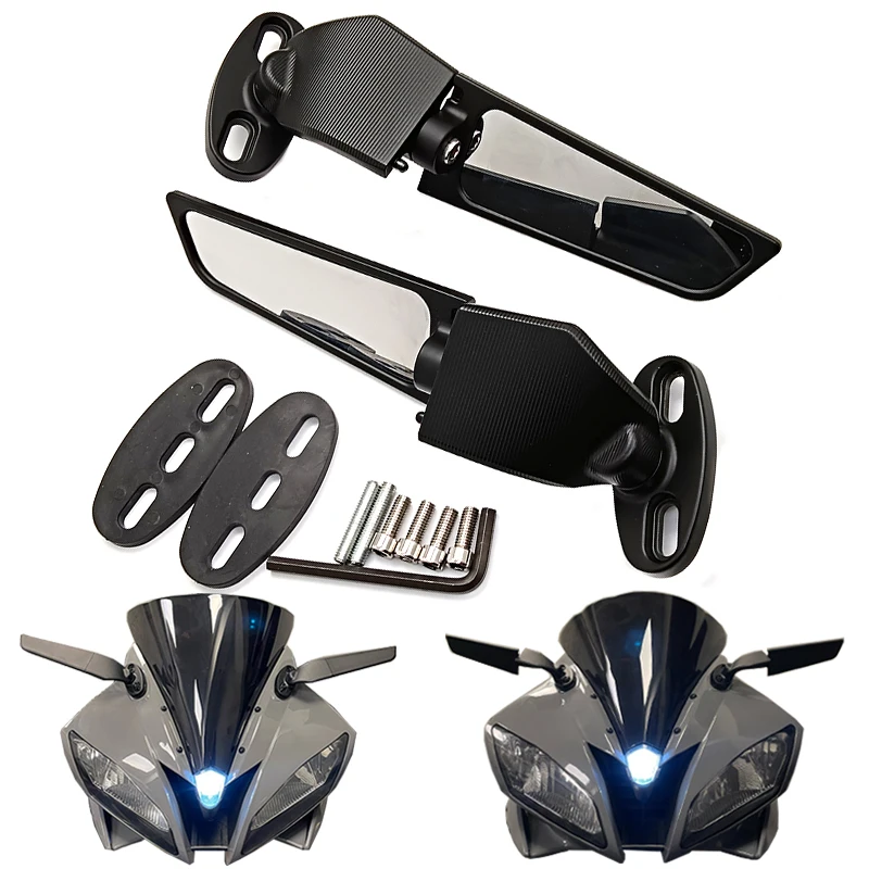 

Motorcycle Mirror Accessories Modified Wind Wing Adjustable Rotating Rearview Mirror For yamaha R6 R25 kawasaki ninja 400 650