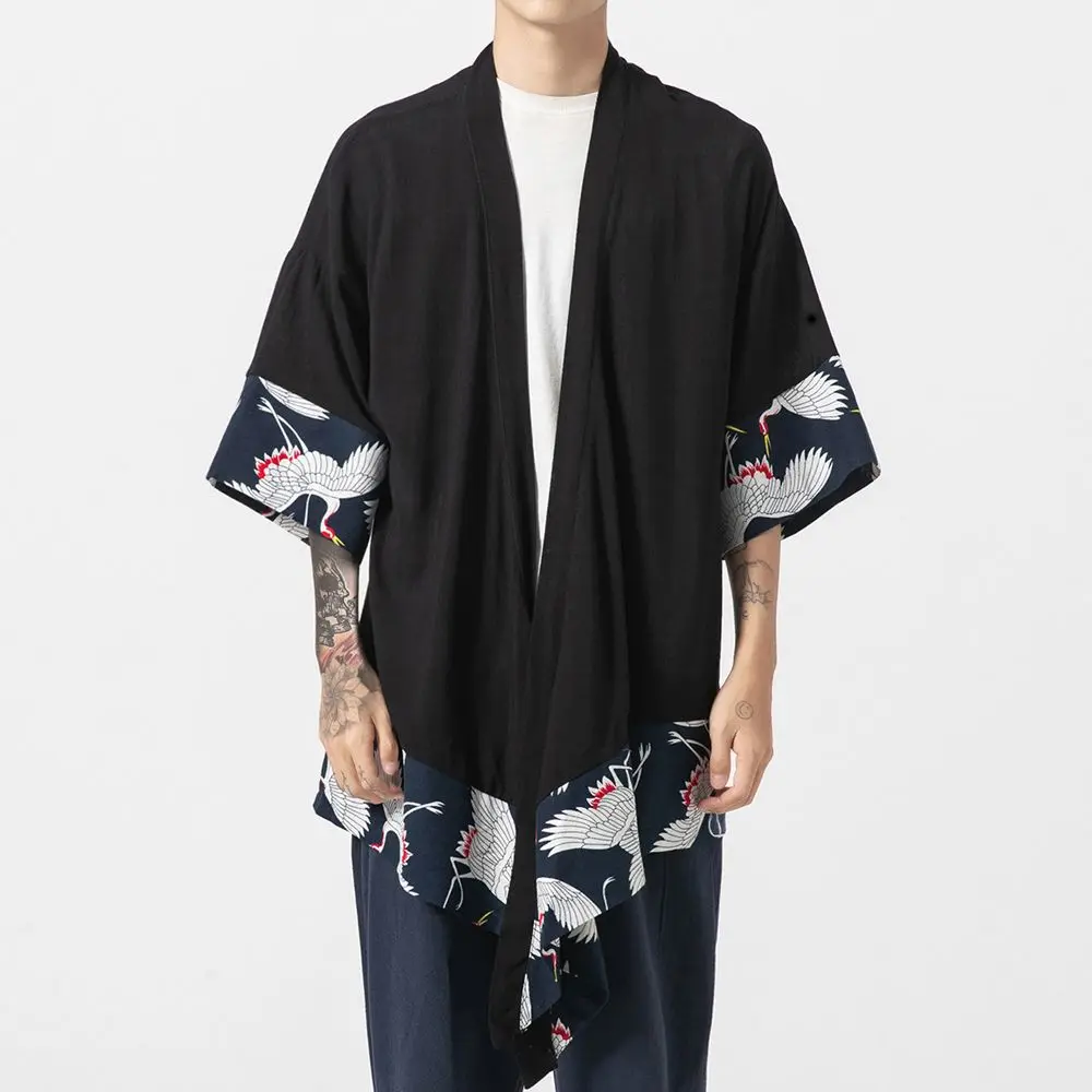 

Oriental Male Clothing Crane Chinese Style Men's Shirt Hanfu Tang Suit Ancient Style Windbreaker Sunscreen Shirt