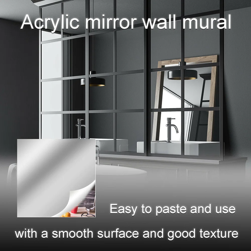 

1 Roll PET Mirror Wall Sticker Self Adhesive Mirror Sheets DIY Home Decor Removable 50*200cm Art Mirror Surface Wall Sticker