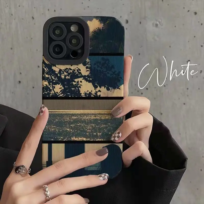 

Art Sea Phone Case For iPhone 14 13 Pro Max 11 12 Pro 7 8 Plus X XS Max XR Shockproof Stripe Style Fashion Soft Case Back Cover