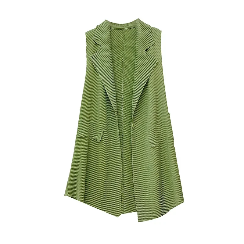 Женский плиссированный кардиган повседневный простой жакет без рукавов с