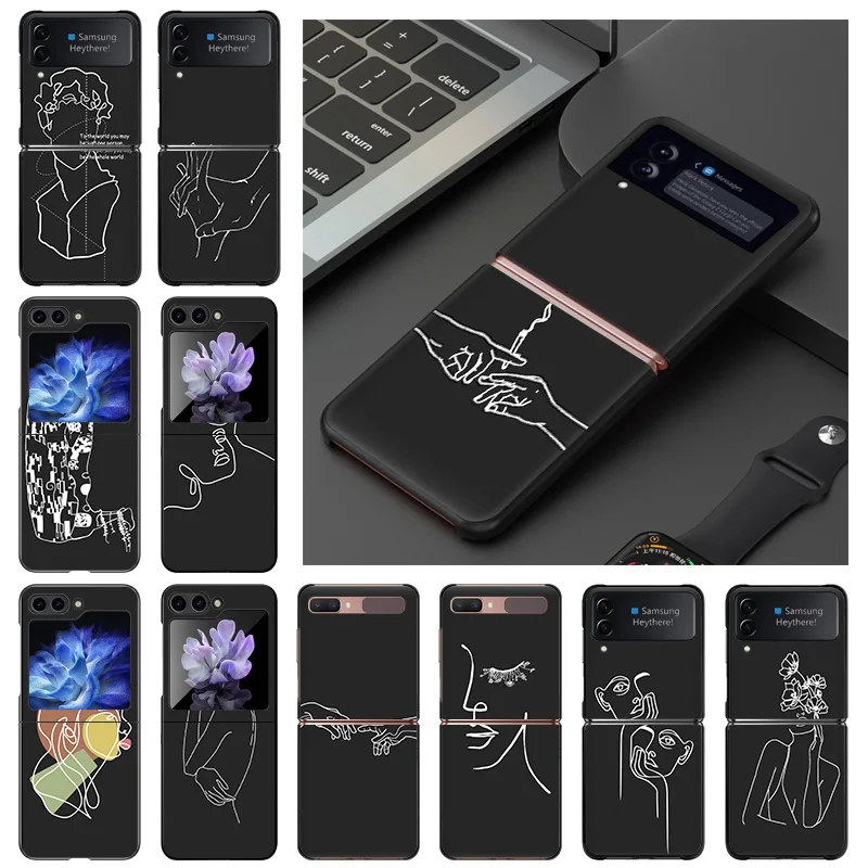 Жесткий чехол для Samsung Galaxy Z Flip5 Flip3, флип-чехол для телефона с рисунком Микеланджело, Давида, черного цвета