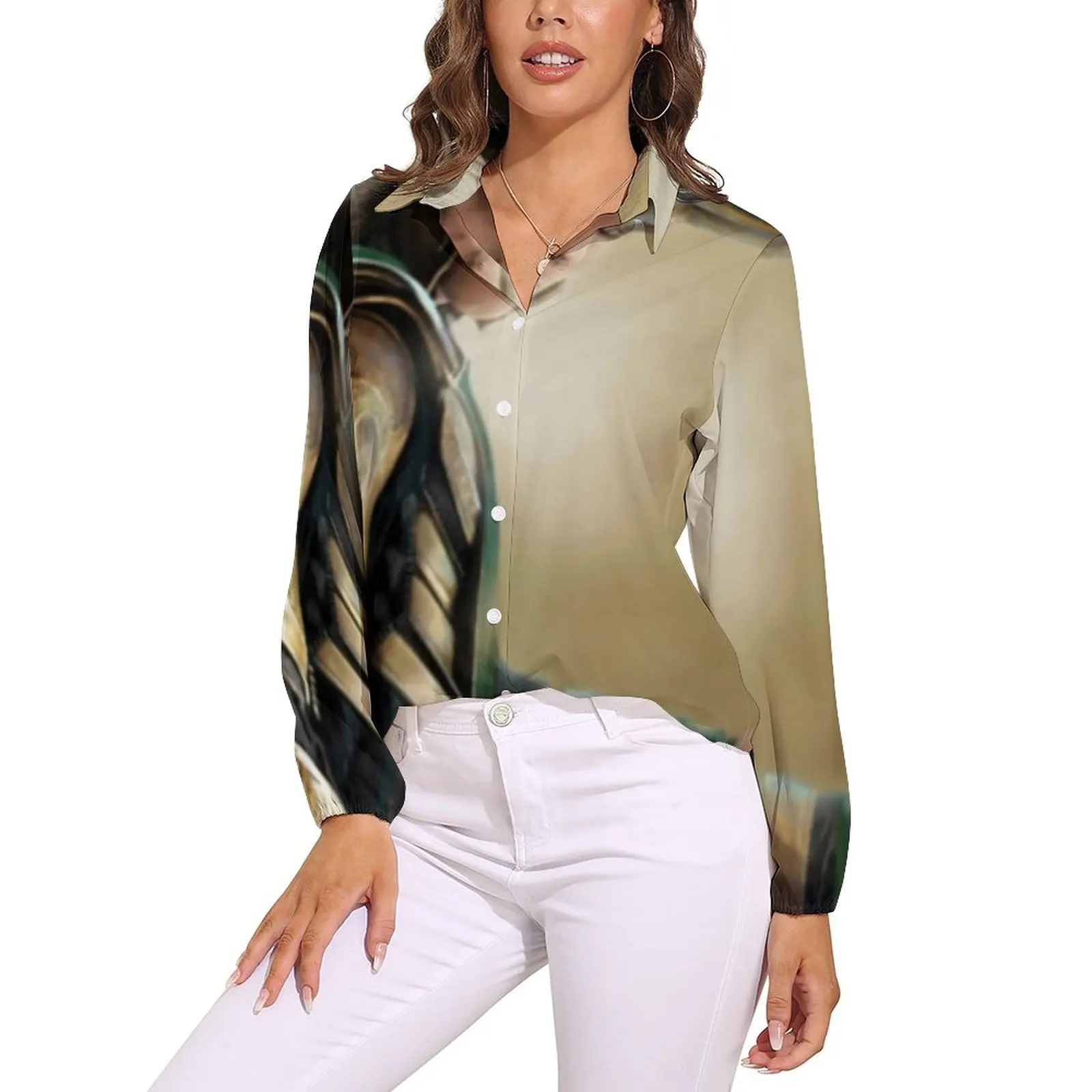 

Женская блузка с длинным рукавом, с принтом