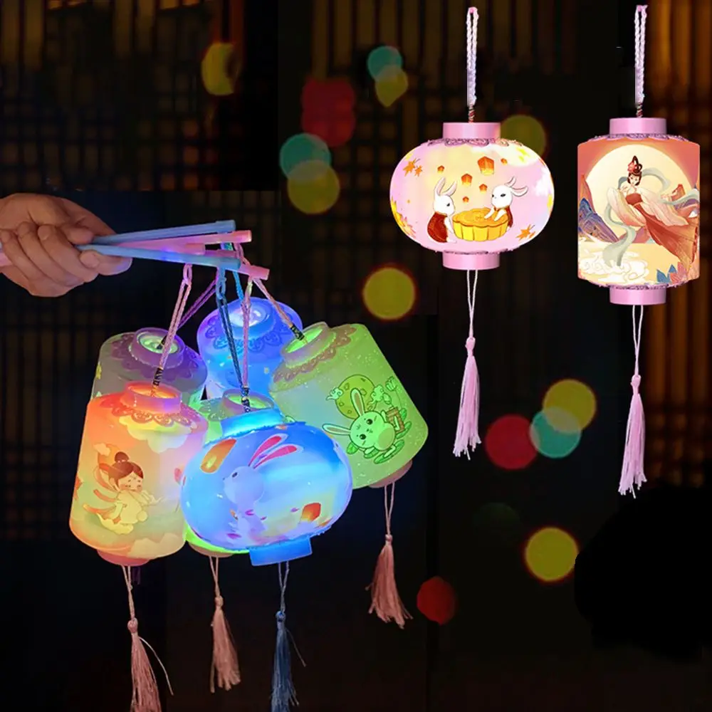 

Colorful Light Up Kindergarten Gift Kids Chinese Round Cylinder LED Lanterns Festival Lanterns Mid-autumn Lamp Children Toys