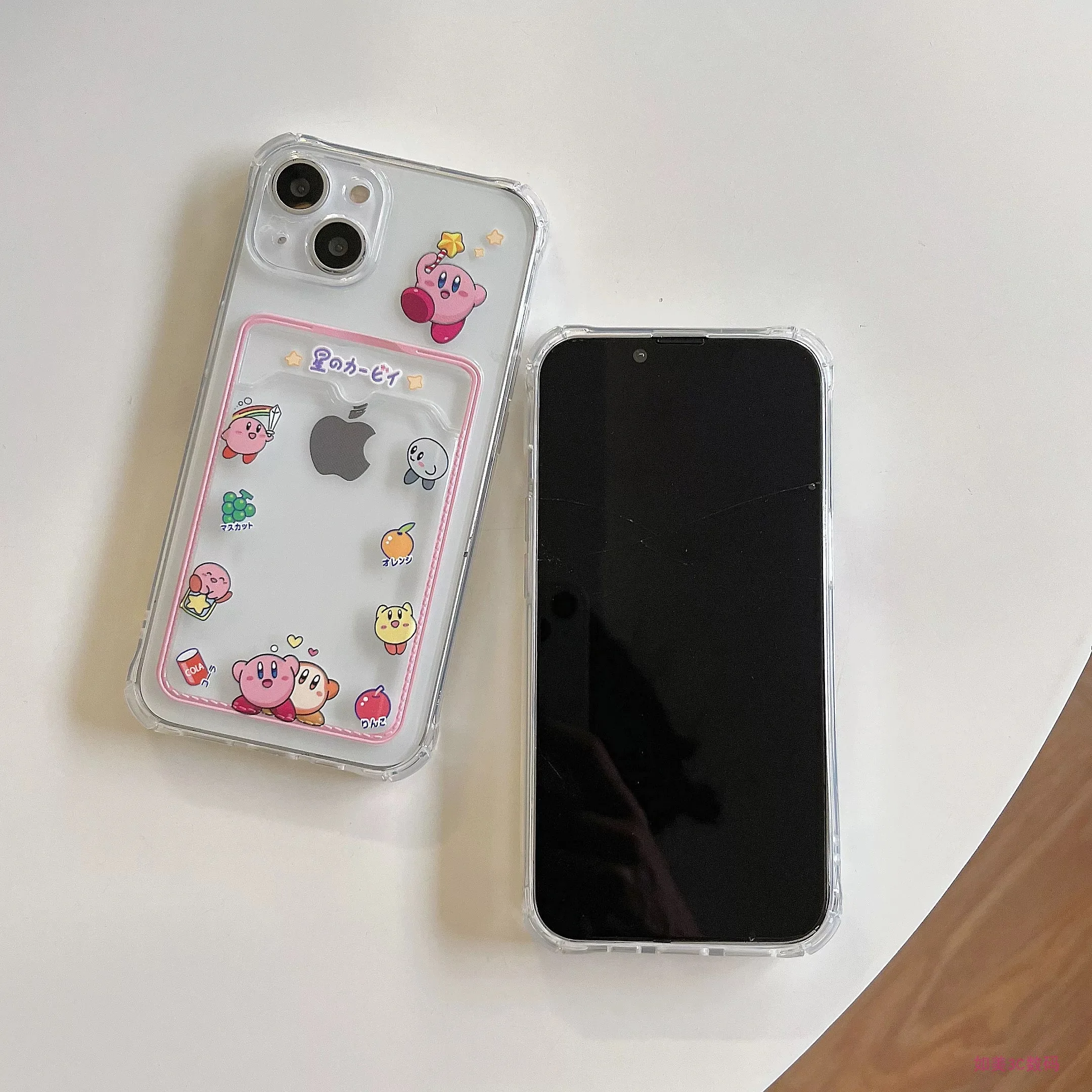 Cartoon Cute K-Kirbies Card Hold Case For Samsung A73 A72 A71 A55 A54 A53 A52 A35 A34 A33 A25 A24 A23 A15 A14 A05 A04 5G Cover