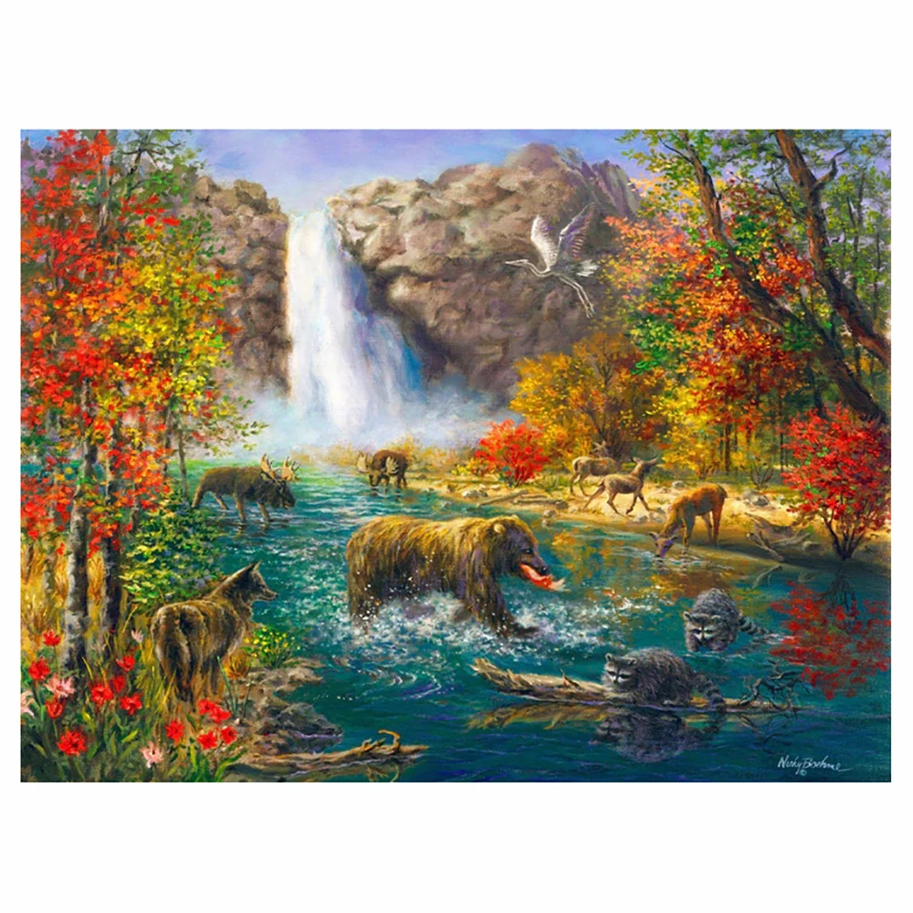 

YI BRIGHT Diamond painting wild animal party DIY5D Crafts 5D full square drill round drill home decoration Mosaic set