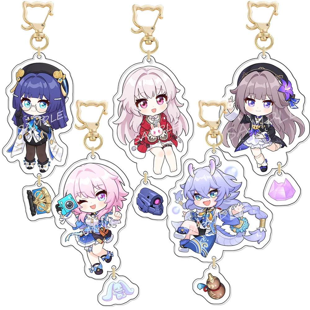 

Honkai Star Rail Keychain Cosplay Character Marth 7th Bailu Herta Pela Clara Cute Game Key Chain Acrylic Bag Pendant Keyring