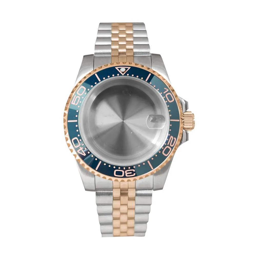 PVD Rose Fine Steel Watch Case+5-baht 40mm Watch Case Sapphire Magnifying Glass with Dense Bottom for NH35 NH36