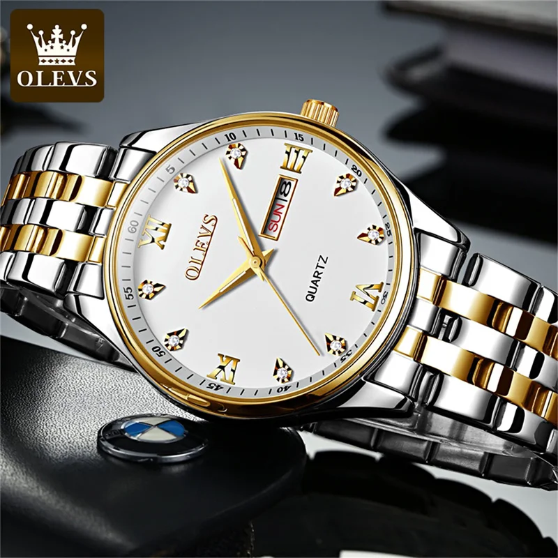 

OLEVS Mens Watches Top Brand Luxury Fashion Quartz Watch Men Waterproof Luminous Week Date Clock Sport Watches Mens Wristwatch