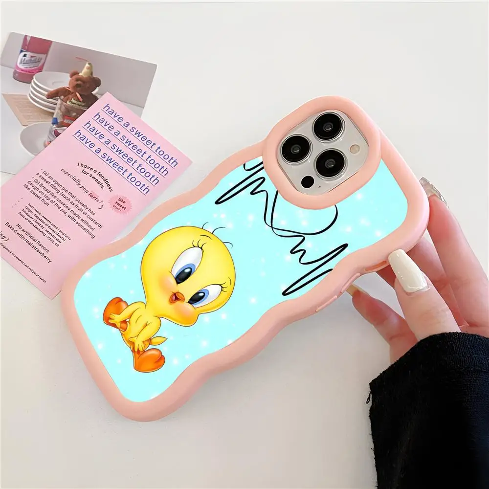 Funny Tweetys Bird Hot Cute Phone Case Pink Girls New Wave Corners Macaron For IPhone 16 15 14 13 12 11 X Vivo Samsung Op