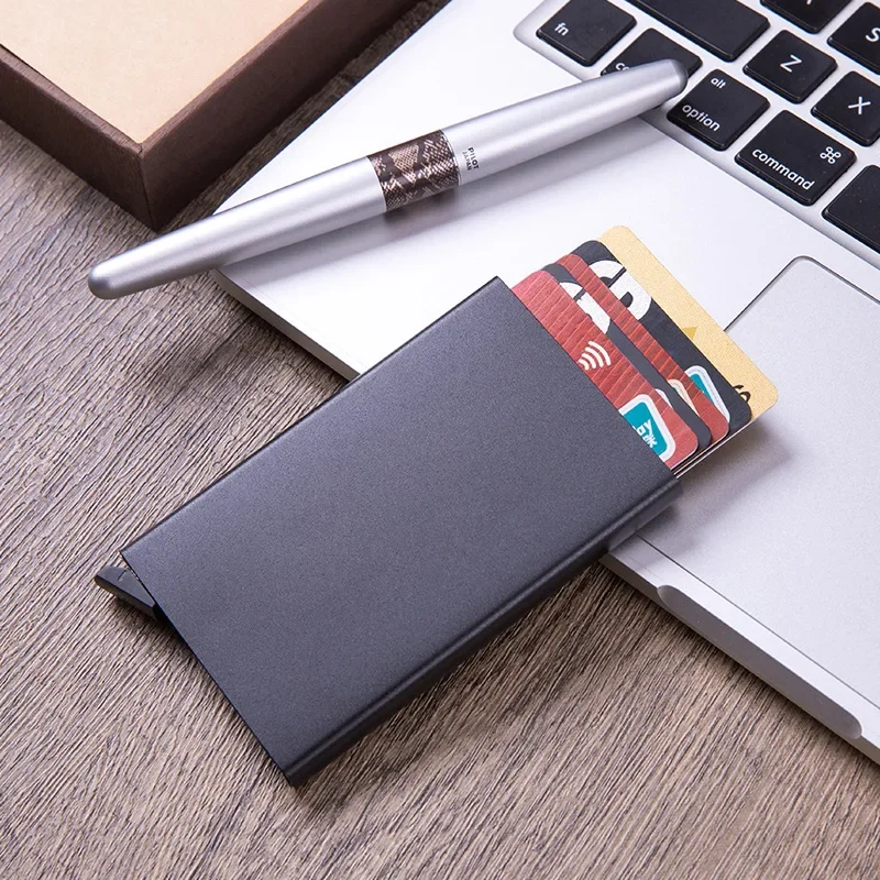 Тонкий алюминиевый чехол для мобильных карт из сплава с RFID-блокировкой кошелек