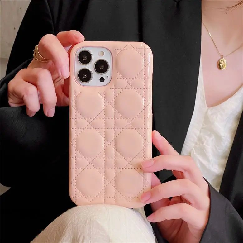 Patent leather car line for iPhone13promax phone case Diamond lattice Apple 12 protective case 11 soft leather images - 6