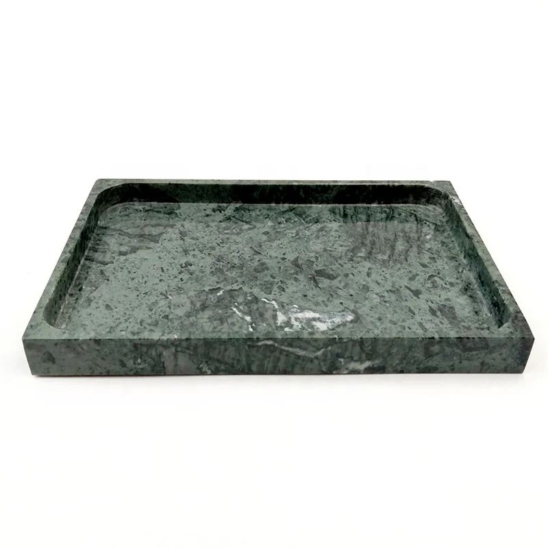 

20Pcs Customized Wholesale Green Marble Decorative Tray Custom Rectangle Jewellery Marble Bathroom Tray