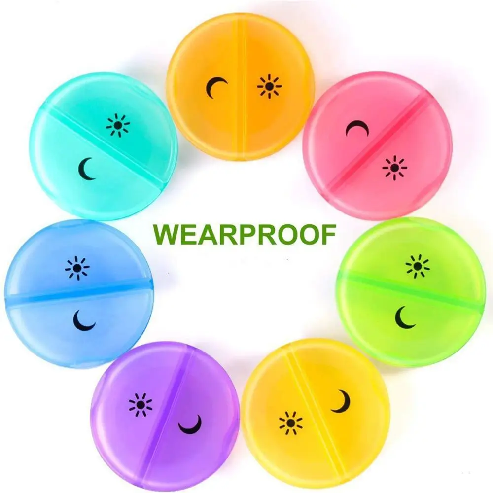 

Health Care Tool Rainbow Color Large Capacity 2 Times A Day Pill Organizer Weekly Pills Case 7 Days AM PM Pill Box