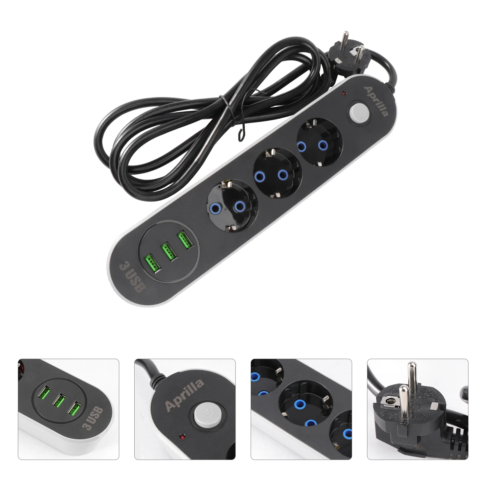 

3USB Ports Household Power Converter AC Power Plug Adapter Power Plug with EU Plug for Charging Computers