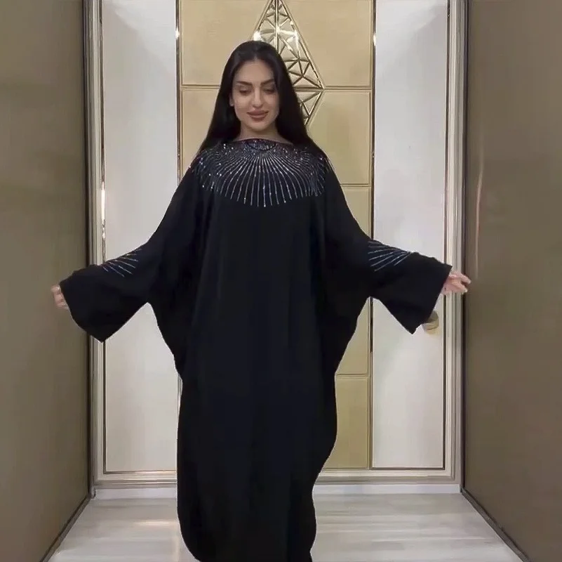 

Африканские платья Дашики для женщин, африканские женские платья с длинным рукавом, черный полиэстер, длинное платье, африканские халаты, а...