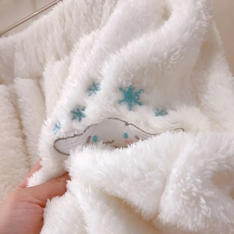 Autumn and Winter Japanese Girl's Pajamas Thickened Velvet Warm Hooded Cardigan Cute Yugui Dog Pajama Sets Night Gown Robe Sets