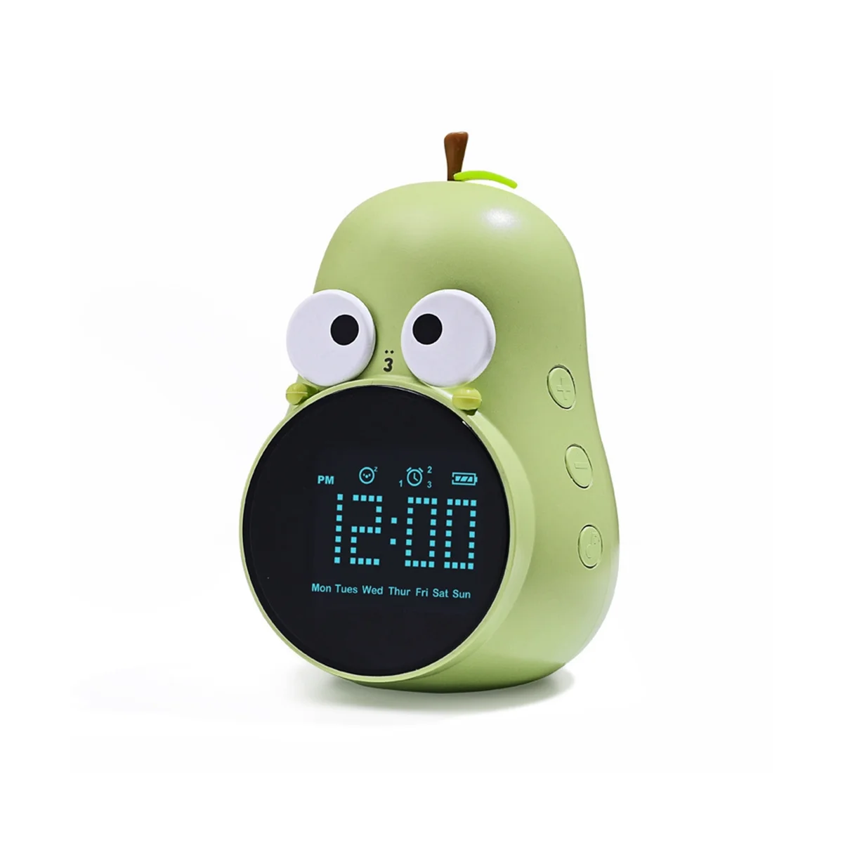 

Будильник для детей с милым дизайном в виде груши, Повтор сигнала, три будильника, 5 мелодий звонка-цифровые часы для пробуждения, перезаряжаемые зеленые