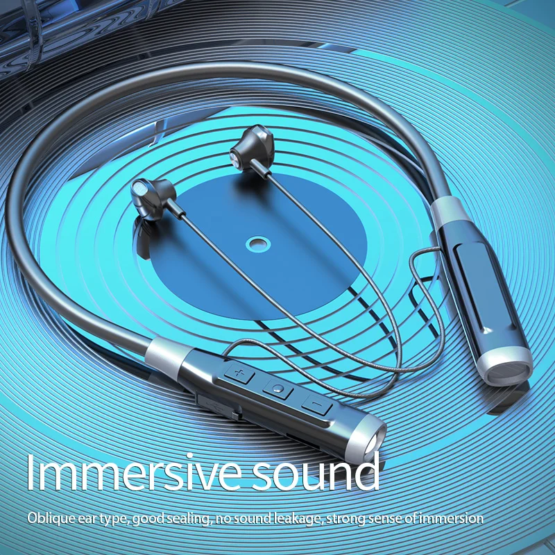 Купи Original Neckband Headphones Bluetooth 5.2 Earbud Wireless Earphones Running Waterproof Headset With Light For Xiaomi Samsung за 779 рублей в магазине AliExpress