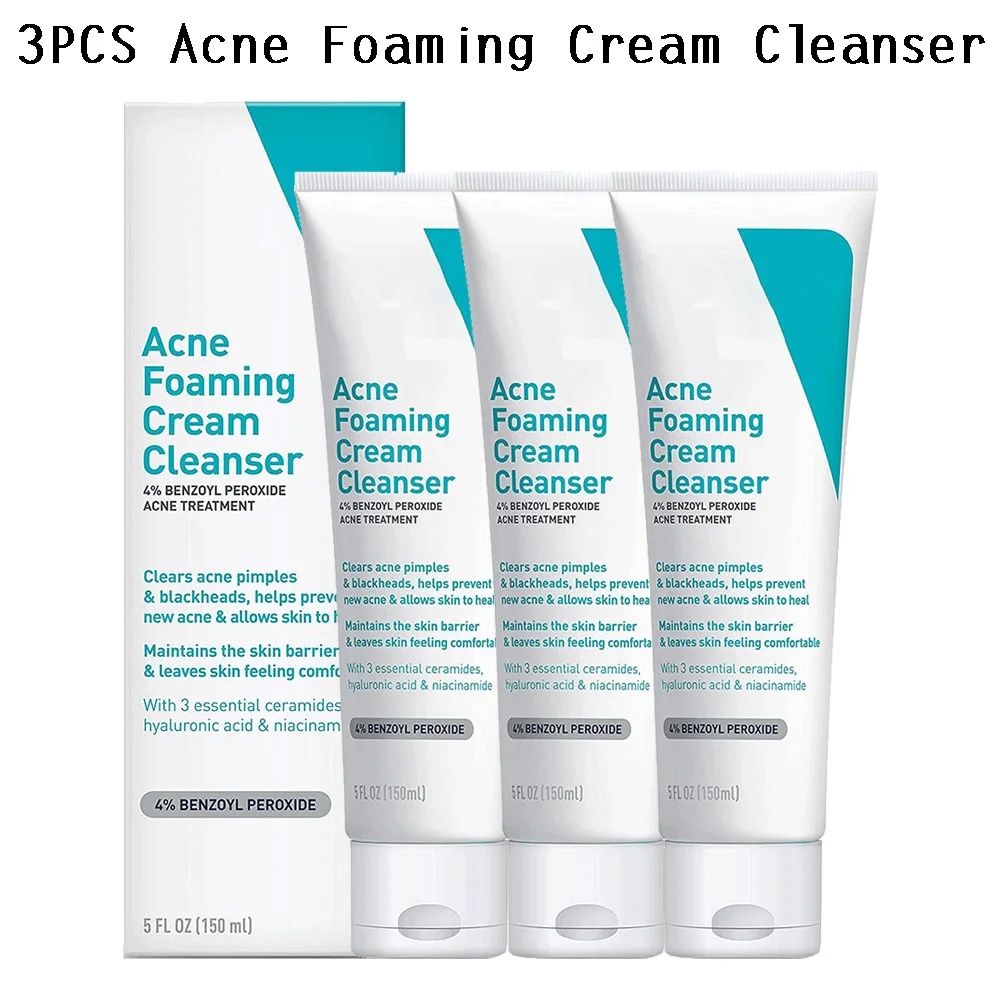 

3PCS Original Acne Foaming Cream Cleanser 150ml Remove Dirt Grease Reduce Blackheads Gentle Non-irritating Various Skin Types