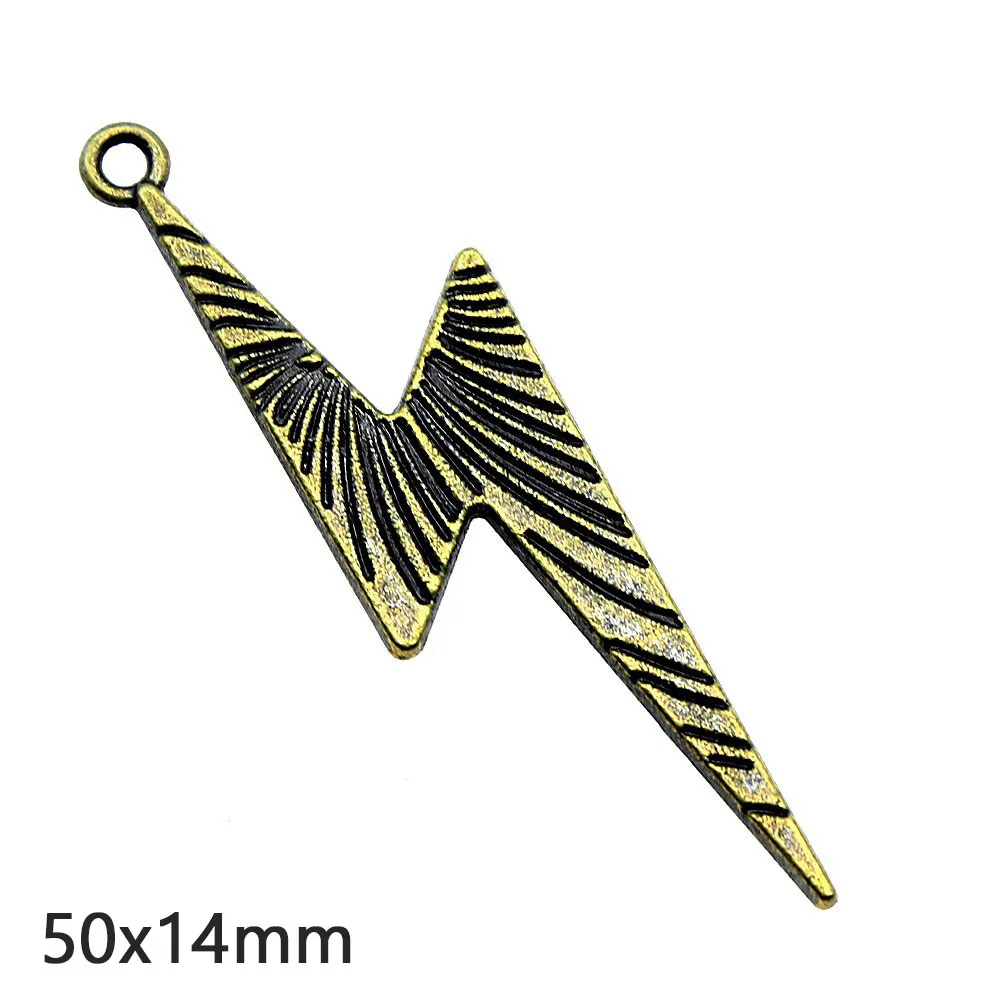 8Pcs 50x14mm Antique Silver Color Lightning Charms Pendants Earrings Necklace Accessories DIY Charms for Jewelry Making Findings